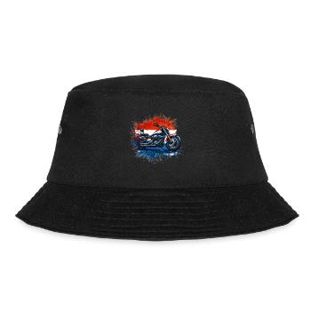 Dutch Pride: Motorrad T-Shirt in niederländischen Farben - Bucket Hat - Schwarz - Vorne - Lela (165cm)