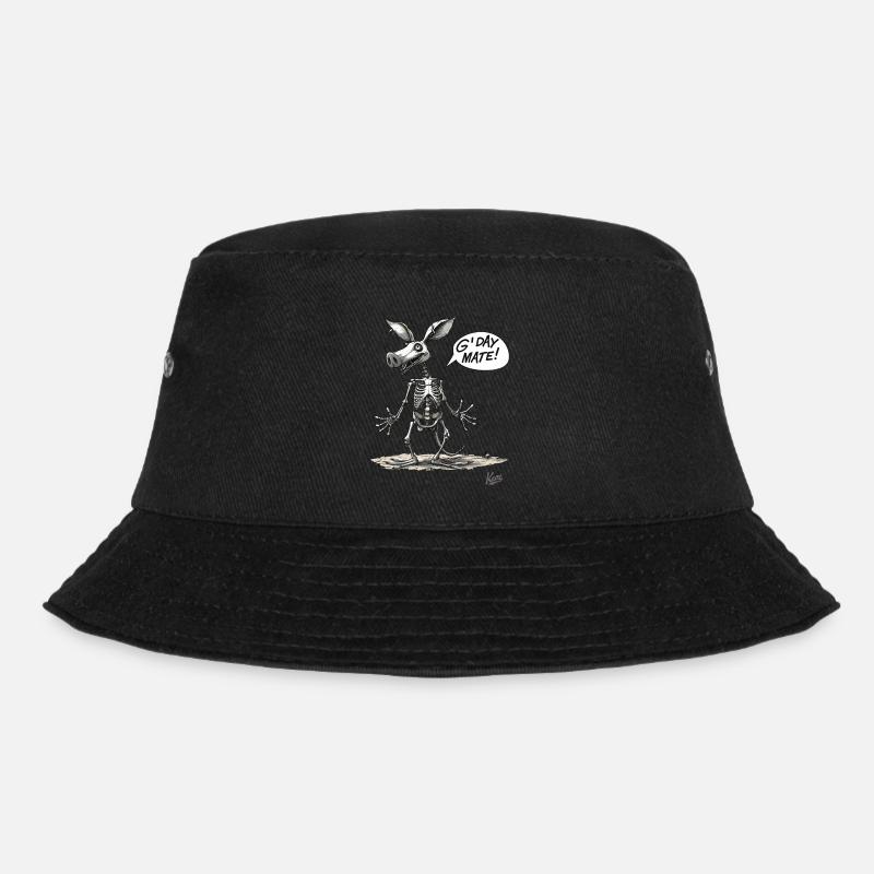 Australisches Schweine-Känguru-Skelett: G’Day Mate - Bucket Hat - Schwarz