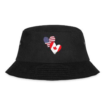 USA Canada Heart Country Flag American Canadian - Bucket Hat - Schwarz - Vorne - Lela (165cm)