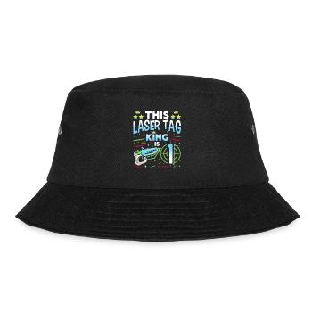 Lasertag King Is 1 Birthday Boy Indoor Laser Tag - Bucket Hat - Schwarz - Vorne - Lela (165cm)