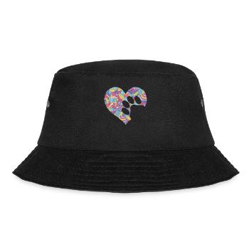Colorful Paw Heart Fun Animal Pawprint Veterinary - Bucket Hat - black - Front - Lela (165cm)