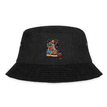 Funky Graffiti: Colorful Sneakers with Hearts - Bucket Hat - black - Front - Lela (165cm)