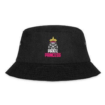 Piratenprinzessin Piratenschädel Kreuzknochen - Bucket Hat - Schwarz - Vorne - Lela (165cm)
