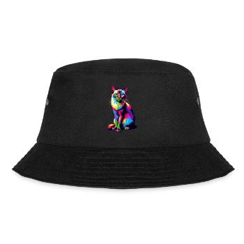 Bunte Pop Art Balinesische Katze Langhaarig - Bucket Hat - Schwarz - Vorne - Lela (165cm)