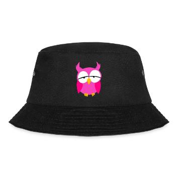 Pink Girl Owl Cartoon Nocturnal Predator Birds - Bucket Hat - black - Front - Lela (165cm)
