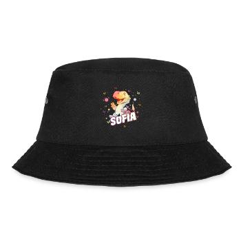 SOFIA - Beautiful boy name with cute DINO T-REX - Bucket Hat - black - Front - Lela (165cm)