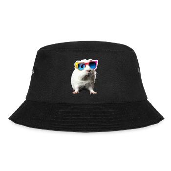 Niedliches Meerschweinchen Chilt mit Sonnenbrille - Bucket Hat - Schwarz - Vorne - Lela (165cm)
