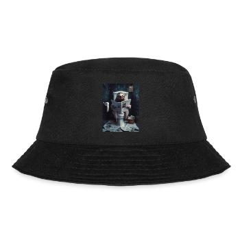 Faultier Toilette Zeitung lesen Geschenk - Bucket Hat - Schwarz - Vorne - Lela (165cm)