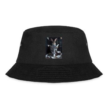 Kaninchen Toilette Zeitung lesen Geschenk - Bucket Hat - Schwarz - Vorne - Lela (165cm)