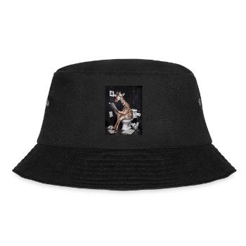 Giraffe Toilette Zeitung lesen Geschenk - Bucket Hat - Schwarz - Vorne - Lela (165cm)