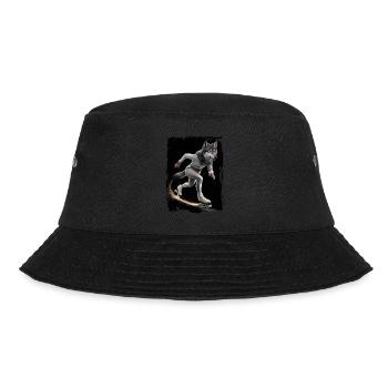 Wolf-SkatenGeschenk - Bucket Hat - Schwarz - Vorne - Lela (165cm)