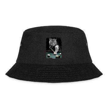 Katze spielt Billard Geschenk - Bucket Hat - Schwarz - Vorne - Lela (165cm)