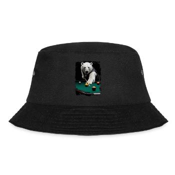 Eisbär spielt Billard Geschenk - Bucket Hat - Schwarz - Vorne - Lela (165cm)