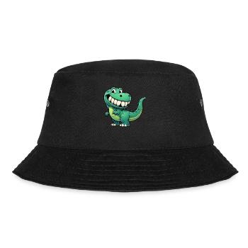 Cute T-Rex cartoon shy grinning - Bucket Hat - black - Front - Lela (165cm)