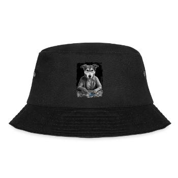 Hund spielt Puzzle Geschenk - Bucket Hat - Schwarz - Vorne - Lela (165cm)