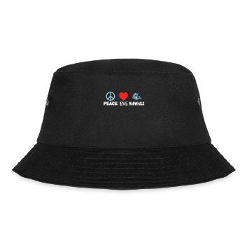 Frieden Liebe Narwale T-Shirt - Lustige Meereslebewesen Fische - Bucket Hat - Schwarz - Vorne - Lela (165cm)