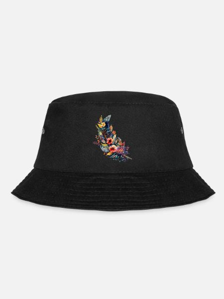 Plume constellée de fleurs - Bob - noir