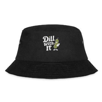 Gurke Mit Es – Lustige Cartoon-Gurke - Bucket Hat - Schwarz - Vorne - Lela (165cm)