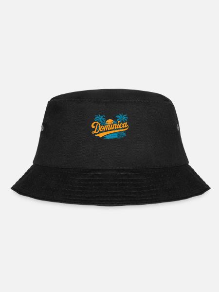 Dominica Souvenir – Tropical Palm Trees and - Bucket Hat - black