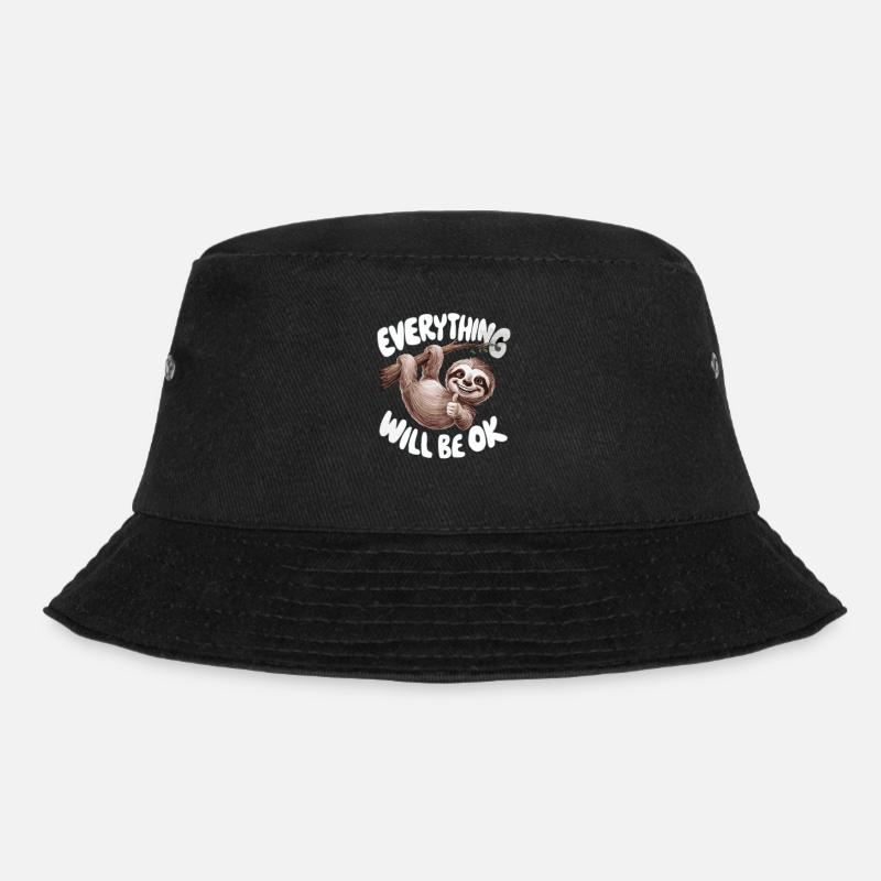 Motivierendes Faultier Alles wird gut - Bucket Hat - Schwarz