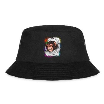 Astronaut Monkey T-Shirt - Funny Smiling Space - Bucket Hat - black - Front - Lela (165cm)