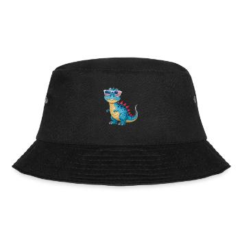 Dinosaurier-Sonnenbrille amerikanischer Flagge - Bucket Hat - Schwarz - Vorne - Lela (165cm)