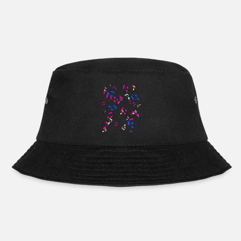 Noten, Musik, bunte Noten, bunt,pink - Bucket Hat - Schwarz
