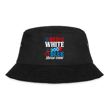 Rot Weiß Blau Krankenschwester Crew Patriotische Krankenschwester - Bucket Hat - Schwarz - Vorne - Lela (165cm)