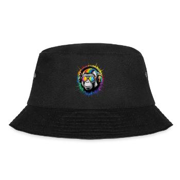 DJ Cool Fun Lustig Bunt Pop Art Techno Festival - Bucket Hat - Schwarz - Vorne - Lela (165cm)