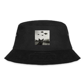 Cat Selfie with UFO Weird 50s Photo 4 - Bucket Hat - Schwarz - Vorne - Lela (165cm)