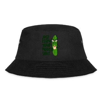 Grumpy Cucumber Middle Finger Coffee - Bucket Hat - Schwarz - Vorne - Lela (165cm)