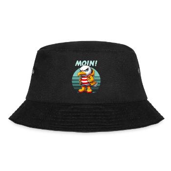 Hamburg Moin Möwe Nordsee Norddeutsch Lustig Retro - Bucket Hat - Schwarz - Vorne - Lela (165cm)