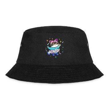 VIKTOR - Schöner Jungen Name mit süßem Waschbär - Bucket Hat - Schwarz - Vorne - Lela (165cm)