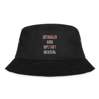 Kreuzberg Berlin Streichliste - Bucket Hat - Schwarz - Vorne - Lela (165cm)