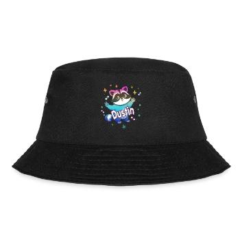 DUSTIN - Schöner Jungen Name mit süßem Waschbär - Bucket Hat - Schwarz - Vorne - Lela (165cm)