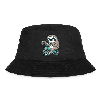 Funny sloth in balance bike lazy on bike - Bucket Hat - black - Front - Lela (165cm)