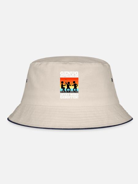 Genug getrunken jetzt wird gesoffen - Bucket Hat - Natur/Navy - Vorne