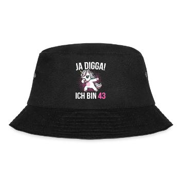 43rd Birthday Women's Unicorn Gift - Bucket Hat - black - Front - Lela (165cm)