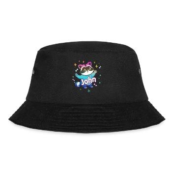 JOHN - Beautiful boy name with cute raccoon - Bucket Hat - black - Front - Lela (165cm)