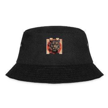 80er Jahre Retro Japanischer Tiger - Bucket Hat - Schwarz - Vorne - Lela (165cm)