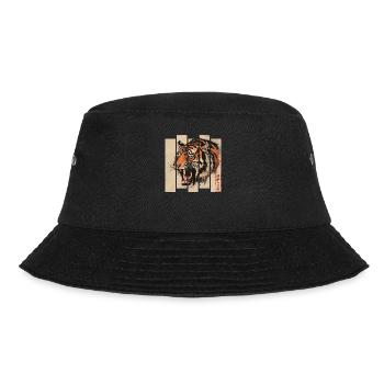 80er Jahre Retro Japanischer Tiger - Bucket Hat - Schwarz - Vorne - Lela (165cm)