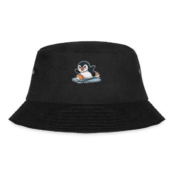 Wütender Pinguin Beim Rennen Auf Eis - Bucket Hat - Schwarz - Vorne - Lela (165cm)