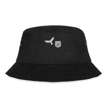 Vogel, der nach Wurm in falscher Tasche greift Lustiger Vogel - Bucket Hat - Schwarz - Vorne - Lela (165cm)