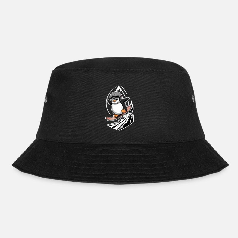 Pinguin Snowboard Abenteuer - Bucket Hat - Schwarz