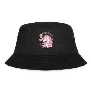 3. Geburtstag Mädchen 3 Jahre Pferd Pferde Einhorn - Bucket Hat - Schwarz - Vorne - Lela (165cm)