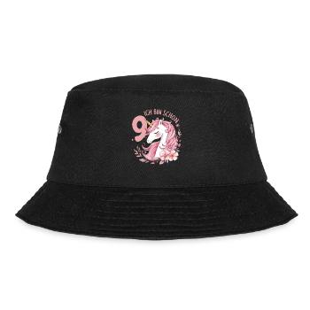9. Geburtstag Mädchen 9 Jahre Pferd Pferde Einhorn - Bucket Hat - Schwarz - Vorne - Lela (165cm)