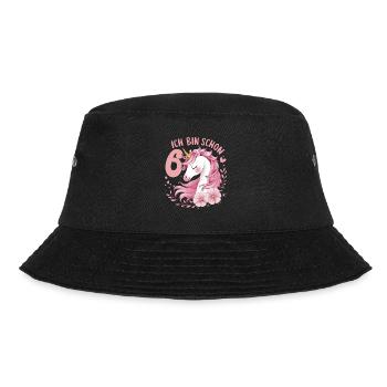 6. Geburtstag Mädchen 6 Jahre Pferd Pferde Einhorn - Bucket Hat - Schwarz - Vorne - Lela (165cm)