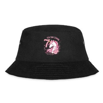 7. Geburtstag Mädchen 7 Jahre Pferd Pferde Einhorn - Bucket Hat - Schwarz - Vorne - Lela (165cm)