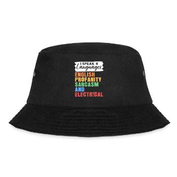 Ich spreche 4 Sprachen Englisch Schimpfwörter Sark - Bucket Hat - Schwarz - Vorne - Lela (165cm)