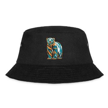 Bunter Bär im Geometrischen Stil - Bucket Hat - Schwarz - Vorne - Lela (165cm)